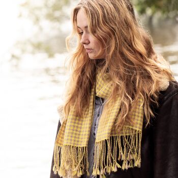 Handwoven Alpaca Unisex Houndstooth Scarf, 2 of 12