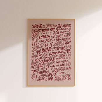 Oasis, Live Forever Song Lyrics Wall Art Print, 2 of 8