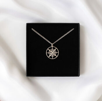 Graduation Gift For Him, Men's Compass Necklace – Sterling Silver, 9 of 11