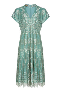Aqua Shimmer Lace Tea Dress, 2 of 7