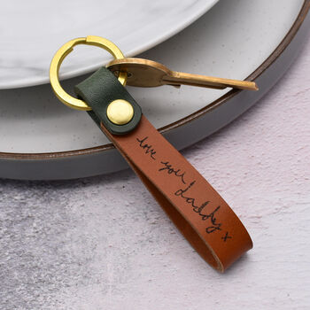 Personalised Handwritten Message Leather Keyring, 3 of 4
