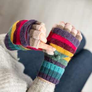 Olyer Women's Fingerless Gloves Stretchy Knitted Cashmere Winter Warmer Gloves Unisex 