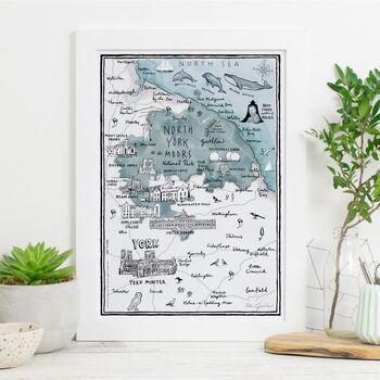 Map Of North Yorkshire Moors Signed Print, 2 of 3
