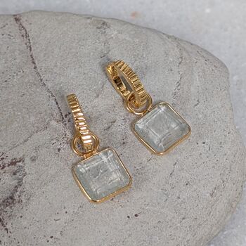 The Faceted Square Blue Topaz Earrings, 3 of 6