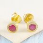 Ruby Gold Plated Silver July Birthstone Stud Earrings, thumbnail 1 of 4