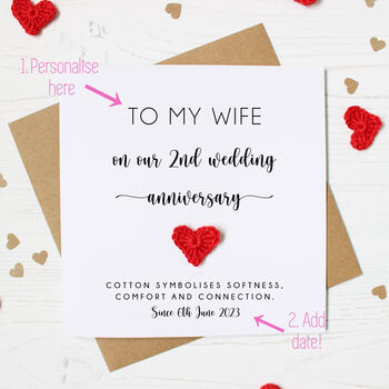 Personalised 2nd Cotton Wedding Anniversary Card, 3 of 7
