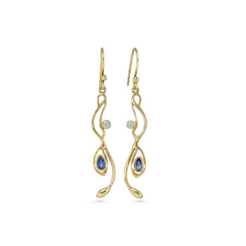 Blue Sapphire And White Topaz Gold Vermeil Earrings, 6 of 8