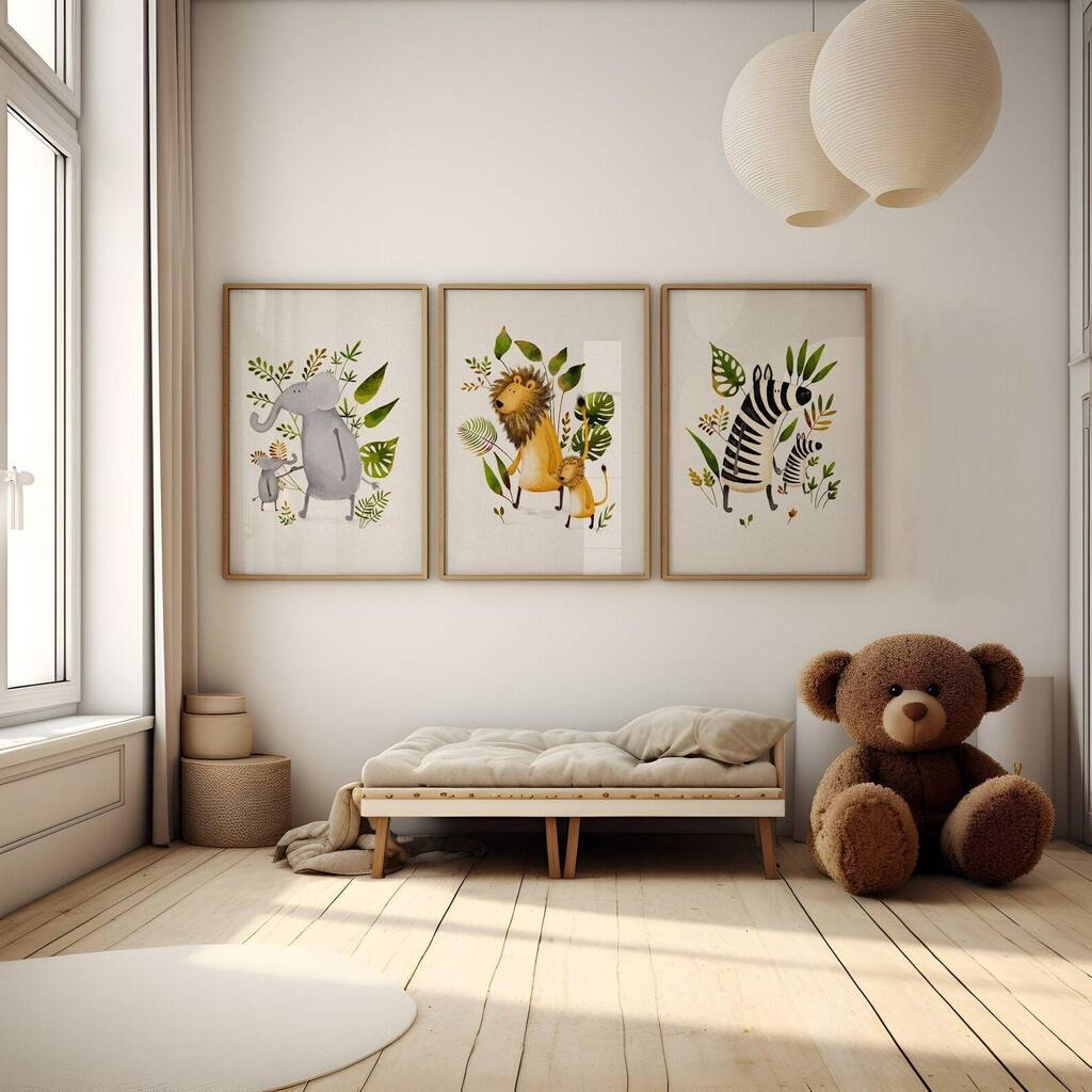 Safari Animal Friends Nursery Prints, 1 of 2