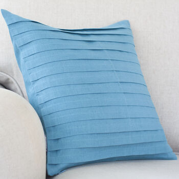 Poolside Blue Pleated Linen Cushion Cover, 2 of 2