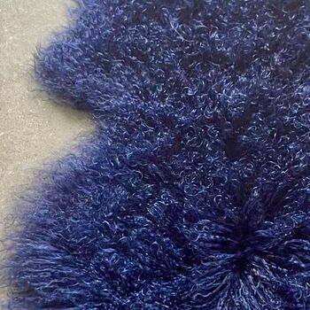 Curly Tibetan Sheepskin Rug Navy, 2 of 2