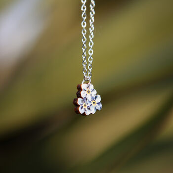 Inky Forget Me Not Birch And Silver Necklace, 5 of 12