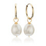 Gold Or Silver Large Pearl Drop Hoop Earrings, thumbnail 8 of 8