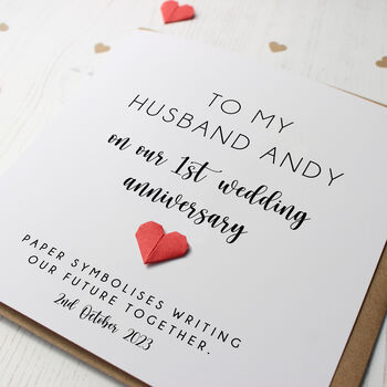 Paper 1st Wedding Anniversary Card For Husband, 4 of 4