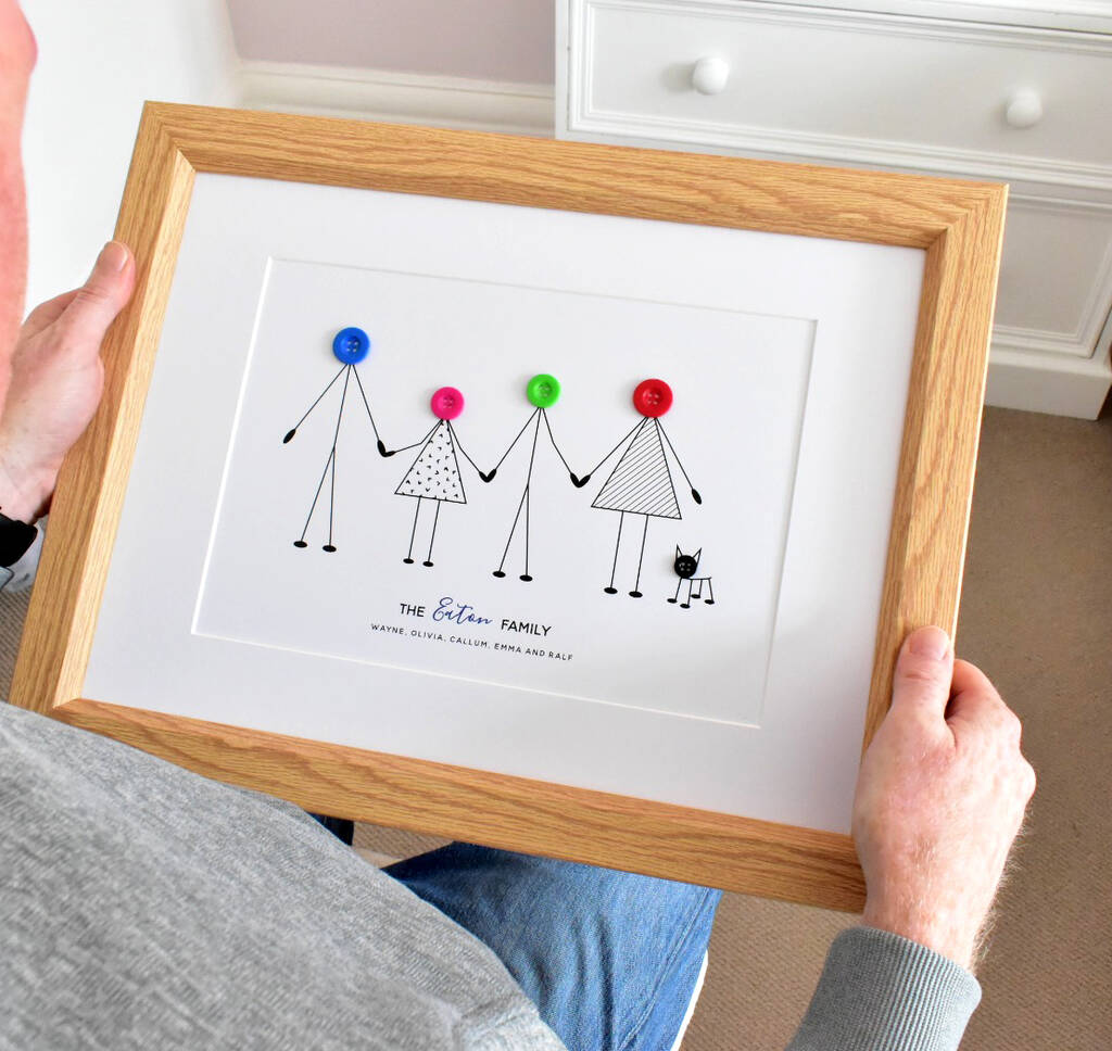 Personalised Family Button Print Unframed, 1 of 12