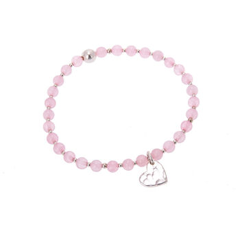 Pink Rose Quartz Silver Heart Women’s Charity Bracelet, 3 of 6