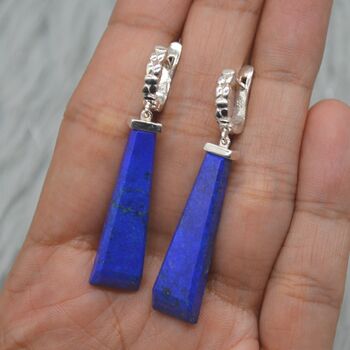 Lapis Lazuli Sterling Silver Drop Earrings, 5 of 9