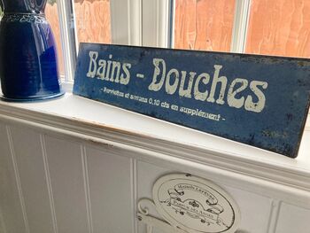 French Salle De Bain Bathroom Sign Vintage Metal Plaque, 7 of 7
