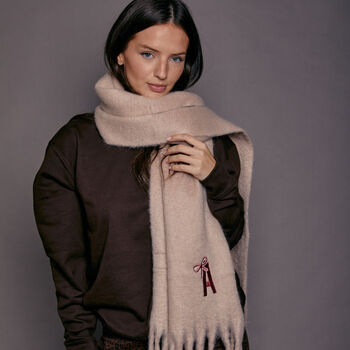 Embroidered Personalised Bow Initial Scarf, 2 of 7