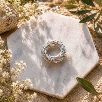 14 Interlocking Russian Links Sterling Silver Ring, 5 of 8