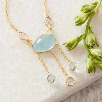 Aquamarine And Diamond Slice Pendant Necklace, 4 of 10