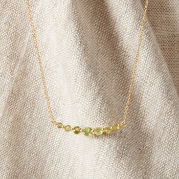 Green Peridot Bar Chain Necklace, 5 of 8