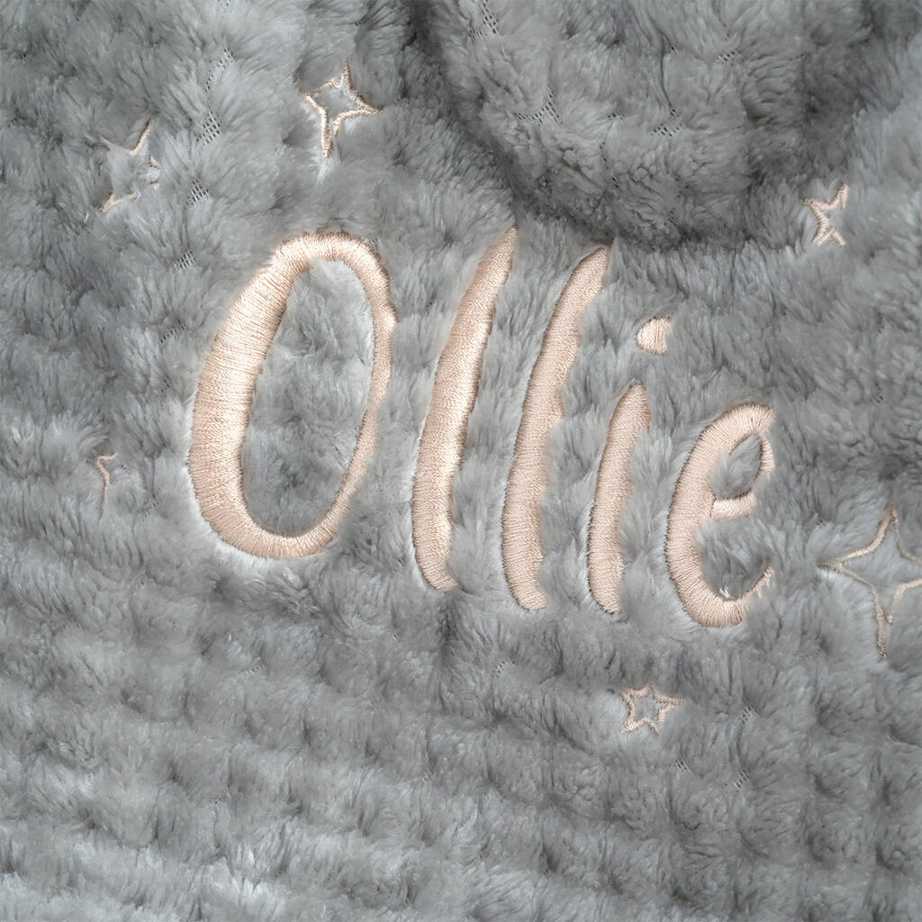 Personalised Grey Baby Blanket With Stars And Name By KEEDD