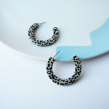 Marble Terrazzo Midi Acetate Hoop Earrings, 5 of 6