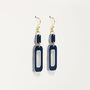 Navy And Pearlescent White Rectangle Earrings, thumbnail 5 of 7
