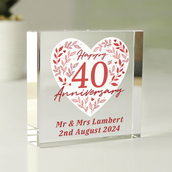 Personalised 40th Ruby Anniversary Crystal Token, 5 of 6