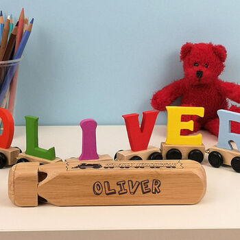Multi Coloured Wooden Name Train, 3 of 8