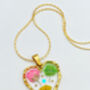Heart Necklace With Colourful Gypsophila Flowers, thumbnail 3 of 9