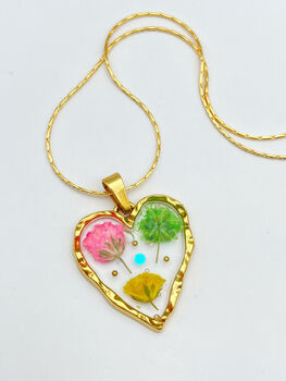 Heart Necklace With Colourful Gypsophila Flowers, 3 of 9