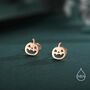 Sterling Silver Carved Pumpkin Stud Earrings, thumbnail 4 of 12