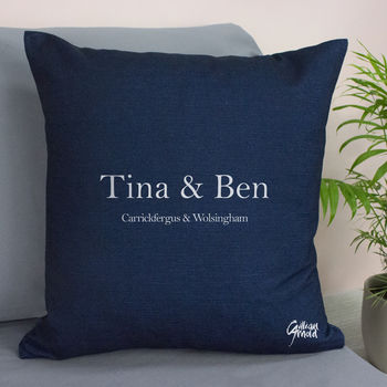 Personalised Map Couples Sofa Cushion In Floral Design, 3 of 3