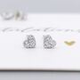 Mini Sterling Silver Cz Heart Stud Earrings, thumbnail 1 of 7