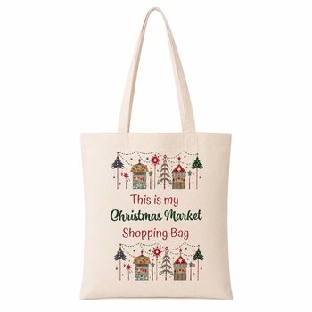 Christmas Market Shopping Tote Bag Gift, 6 of 6