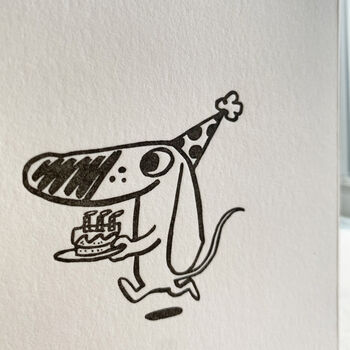 Dachshund Letterpress Birthday Card Cartoon, 3 of 3