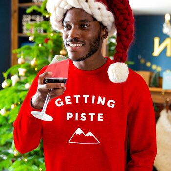 'Getting Piste' Men's Christmas Jumper Sweatshirt, 2 of 12