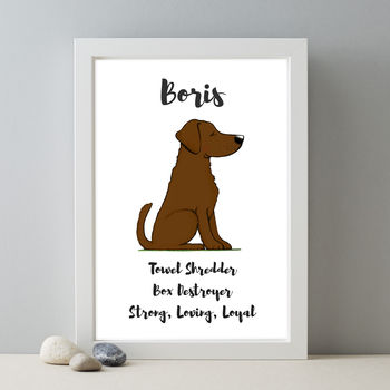 Labrador Personalised Dog Name And Personality Print, 6 of 8