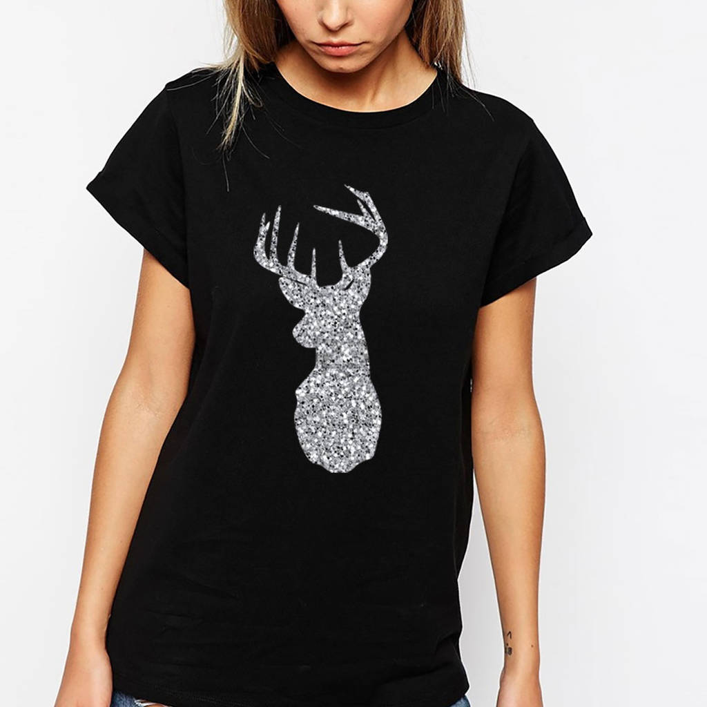 Glitter Reindeer Christmas T Shirt