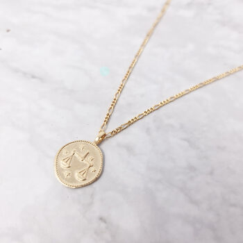 18ct Gold Plated Zodiac Sign Coin Necklace, 3 of 7