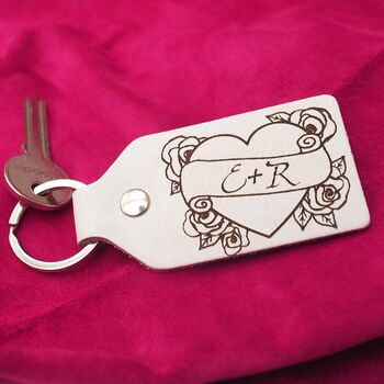 Personalised Heart Leather Key Ring, 4 of 8
