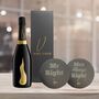 Vino Coco Bottega Prosecco Gift Set With Mr And Mrs Slate Coasters Perfect For Anniversaries And Wedding Presents, thumbnail 1 of 8