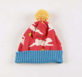 Rabbit Lambswool Knitted Bobble Hat Bright Colours, 9 of 12