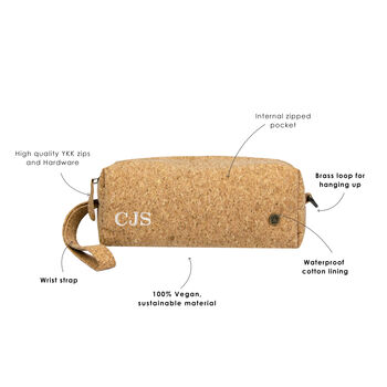 Personalised Cork Leather Wash Bag, 3 of 7
