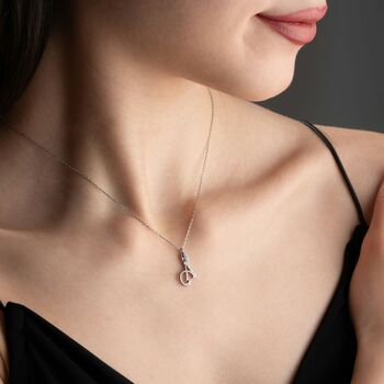 Hammered Initial Necklace With Drop Birthstone, 4 of 7