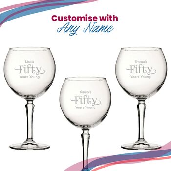 Personalised Hudson Gin Glass With Years Young Message, 4 of 8