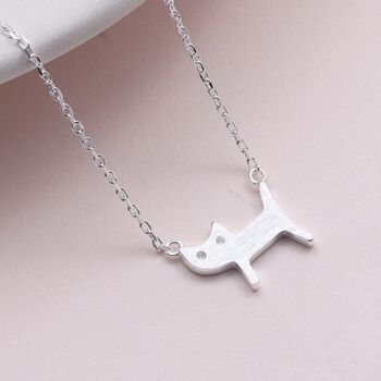 Sterling Silver Sketched Cat Necklace, 3 of 4
