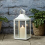 34cm Outdoor White Metal Tru Glow® Candle Lantern, thumbnail 1 of 2
