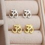 Sterling Silver Om Stud Earrings, thumbnail 3 of 12